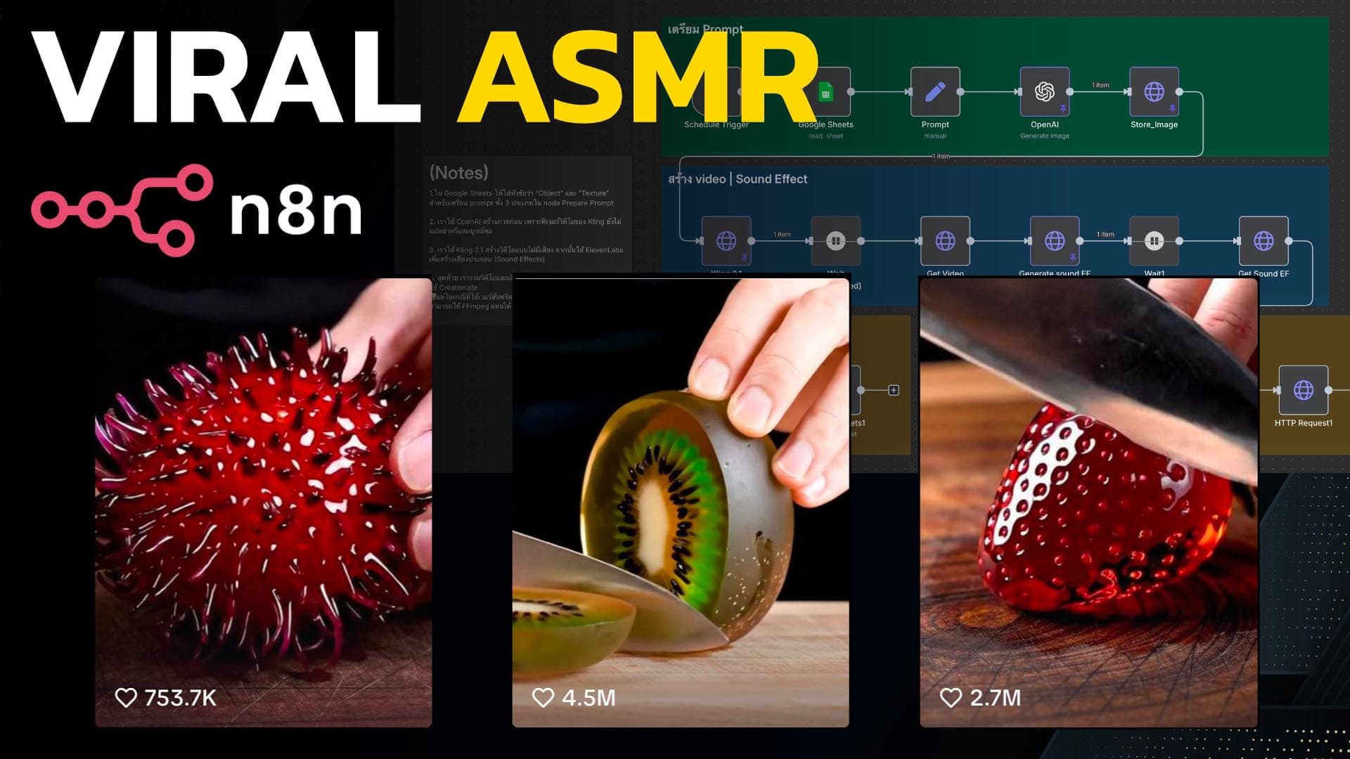 สร้างวิดีโอไวรัลแนว ASMR แบบอัตโนมัติ | n8n Template